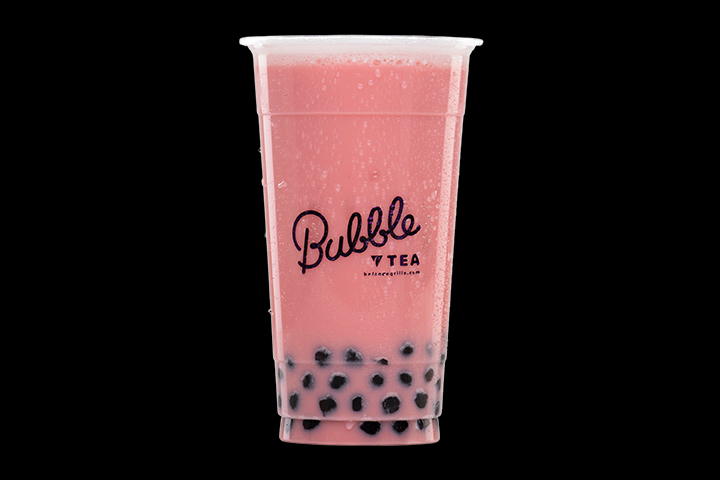 Strawberry Cream bubble tea with creamy layers and boba pearls, served at Balance Grille in Ohio.
