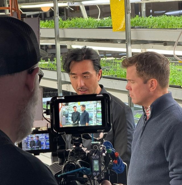 Chef HoChan Jang inside Balance Farms during the CBS Mornings shoot.