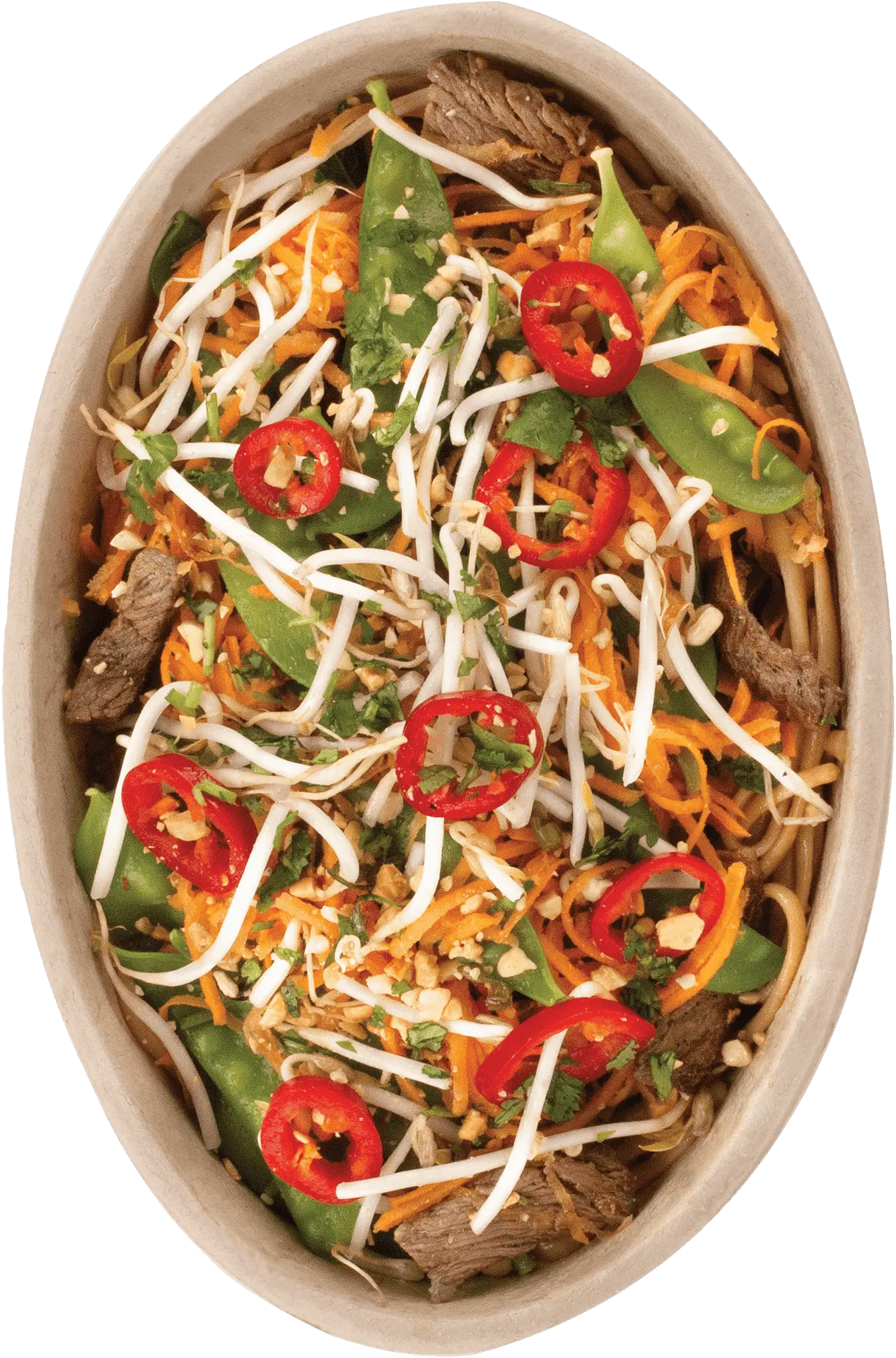 Green curry bowl with tofu, bell peppers, peas, peanuts, and Balance Grille greens.